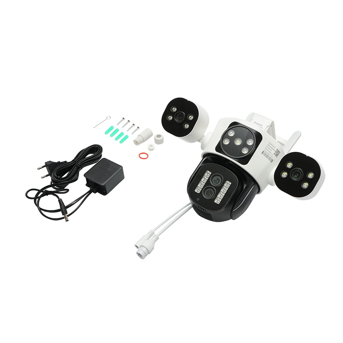 Camera de supraveghere 4 lentile, 3 obiective 16 MP, WIFI 2.4GHz, rotire 360 grade PTZ cu senzor de miscare, zoom 10X, alarma, IR night vision, detectie umana si aplicatie IPC360 Home